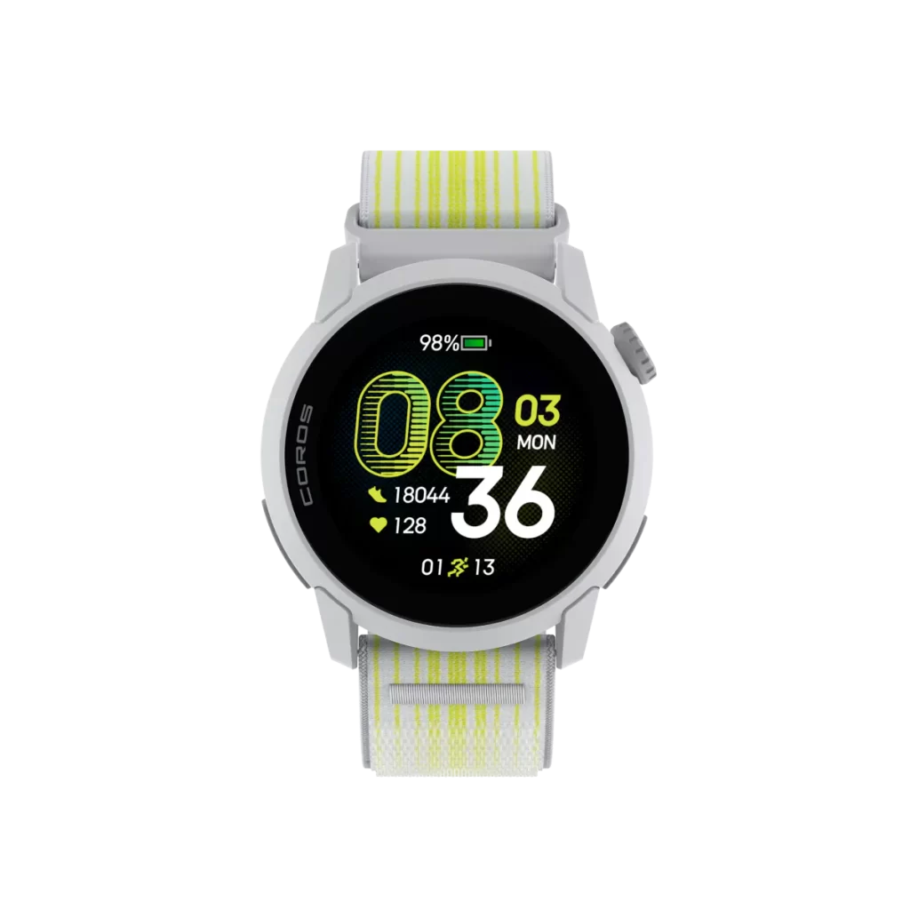 COROS PACE 4 White Nylon GPS running watch, front view