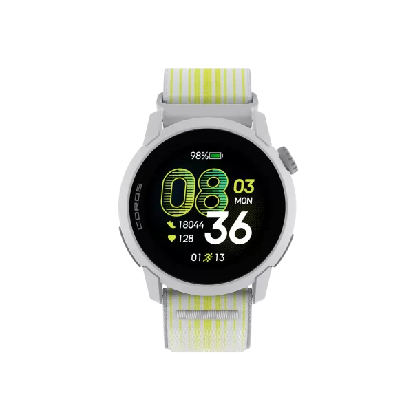 COROS PACE 4 White Nylon GPS running watch, front view
