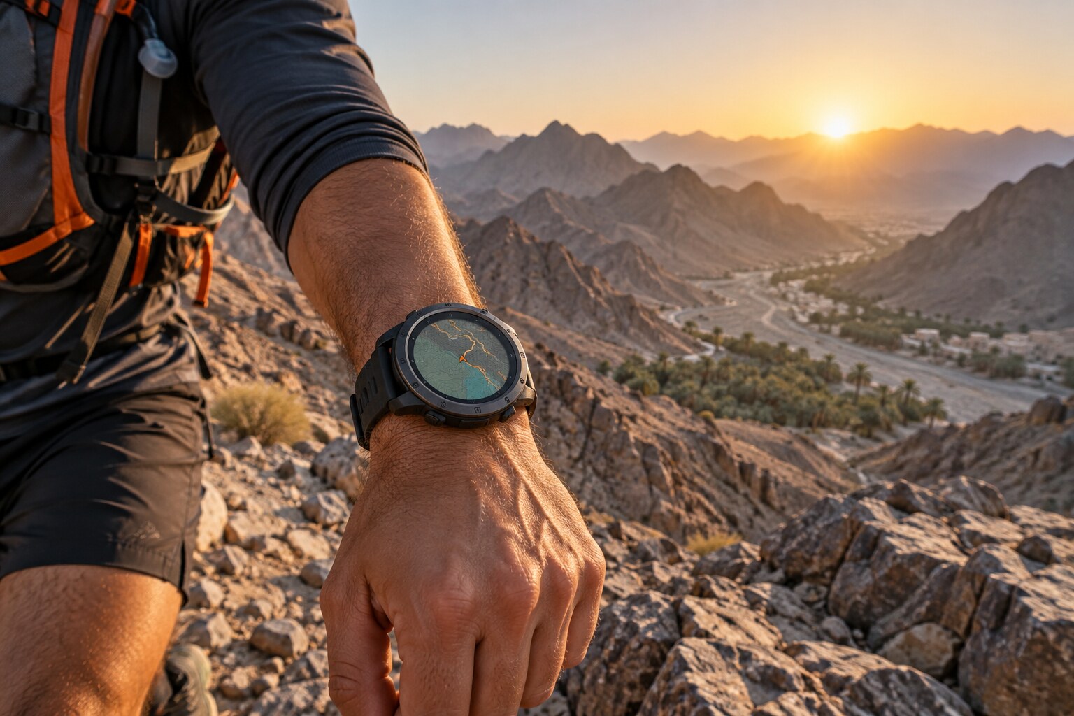 Outdoor GPS watch used for hiking and trail running in Oman
