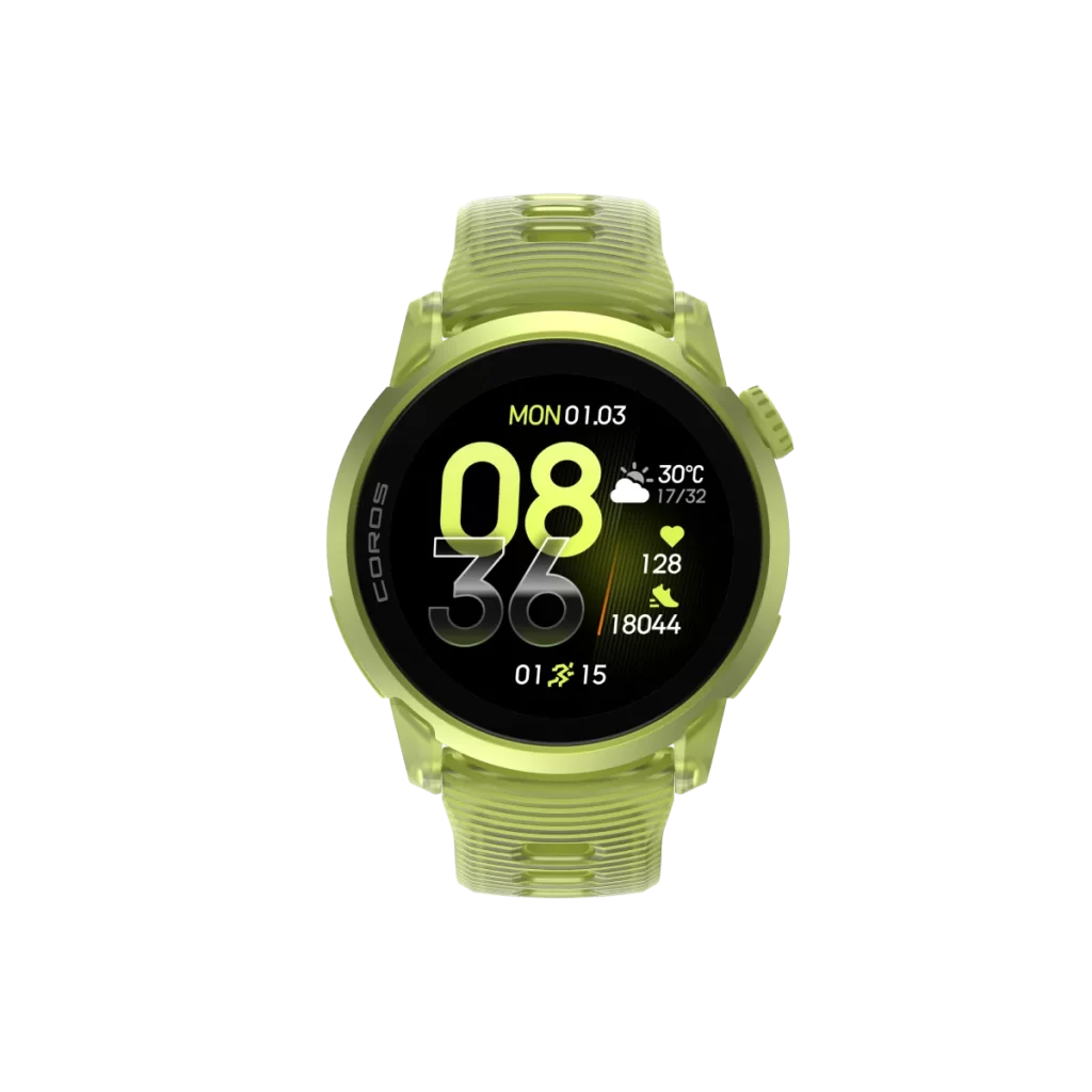 COROS PACE 4 Aluminum Neon Yellow GPS running watch front